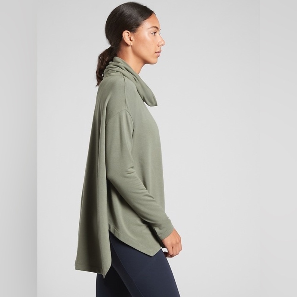 Athleta Olive Green Cowl Neck Sweatshirt
